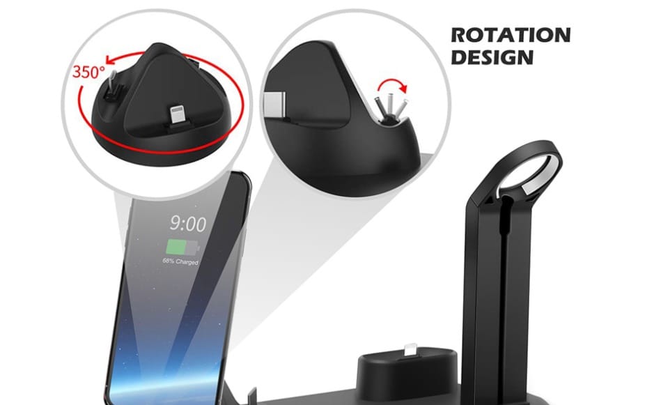 3-in-1 Rotating Charging Stand with 10W Wireless Charging | SolSnazycat 689068564743