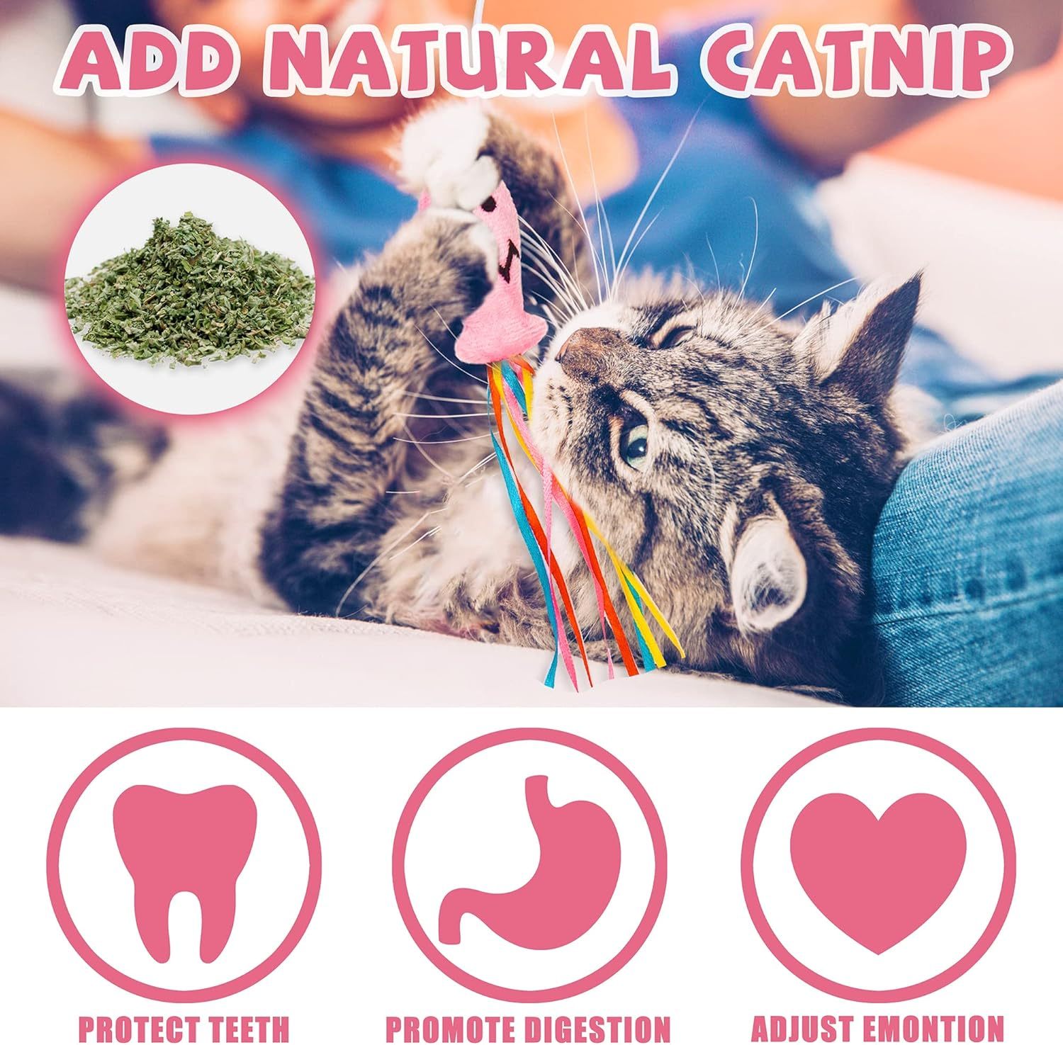 Cat Wand Toys Interactive Cat Toys With Catnip Fish Colorful Ribbons Bell For Kitty Kitten Cat Toys For Indoor Cats Cat Teaser Cat String Toy Cat Accessories - Image 9